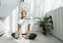 Woman in yoga position