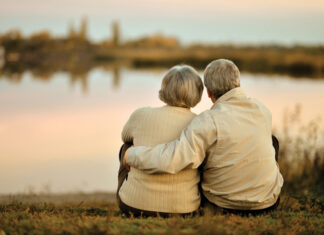 Senior couple at lake