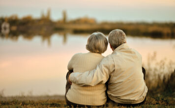 Senior couple at lake