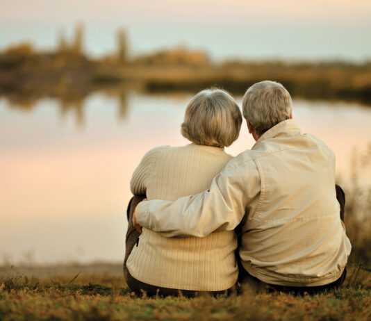 Senior couple at lake