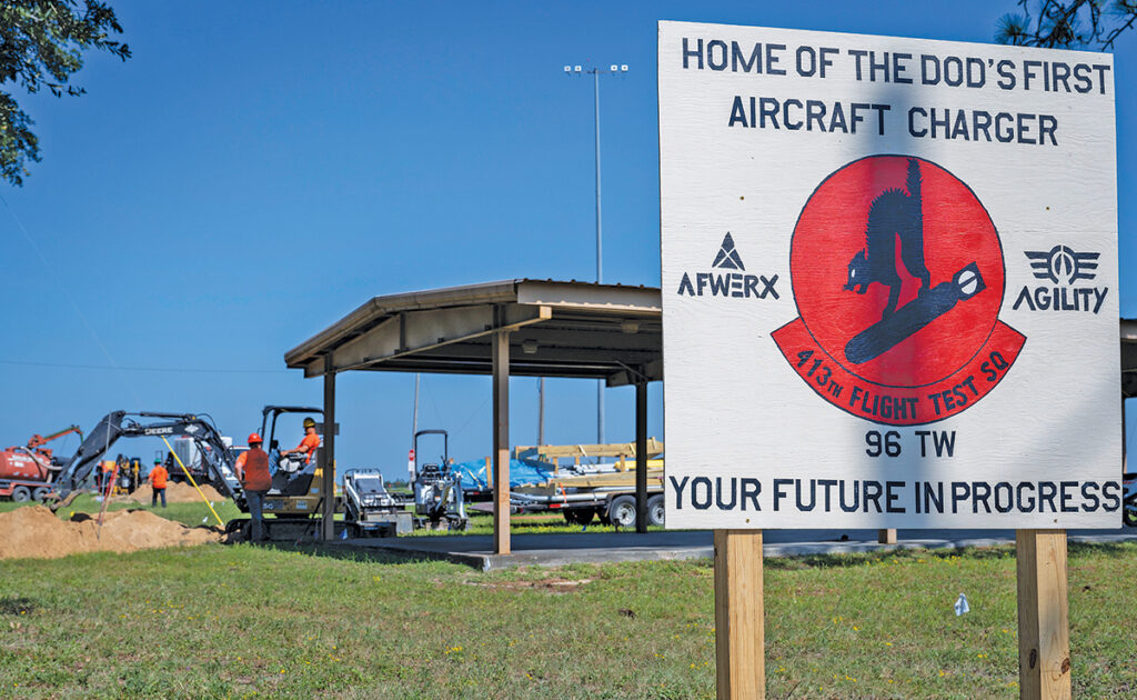 First aircraft charging station construction.