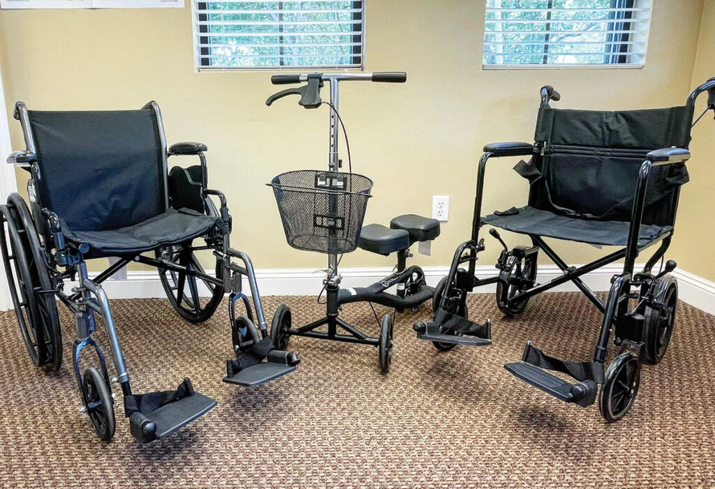 J and B Medical kneewalkers and wheelchairs