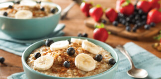 Homemade Healthy Steel Cut Oatmeal with Fruit and Cinnamon