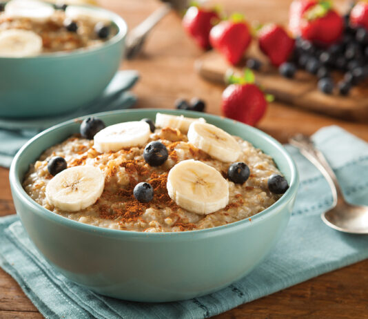 Homemade Healthy Steel Cut Oatmeal with Fruit and Cinnamon