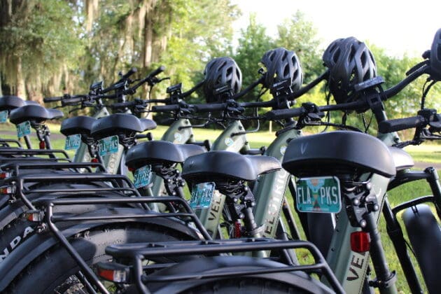 e Bikes lined up at Maclay Gardens State Park (1)