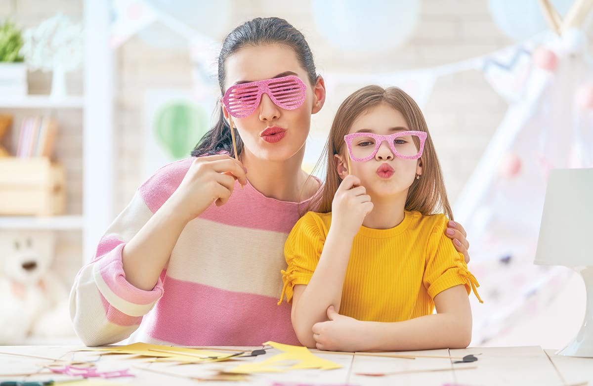 Mother and daughter with glasses