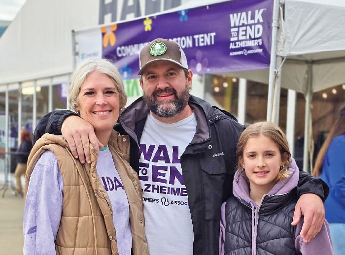 Wal for Alz Brook Batson husband Danny Batson and daughter Eleanor Batson