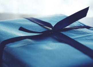 Grateful for a Year of Giving gift blue