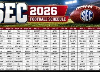 SEC Football Schedule 2026 SEC 2026 Football Schedule Poster